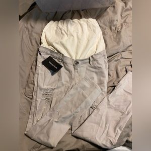 Maternity over belly distressed jeans